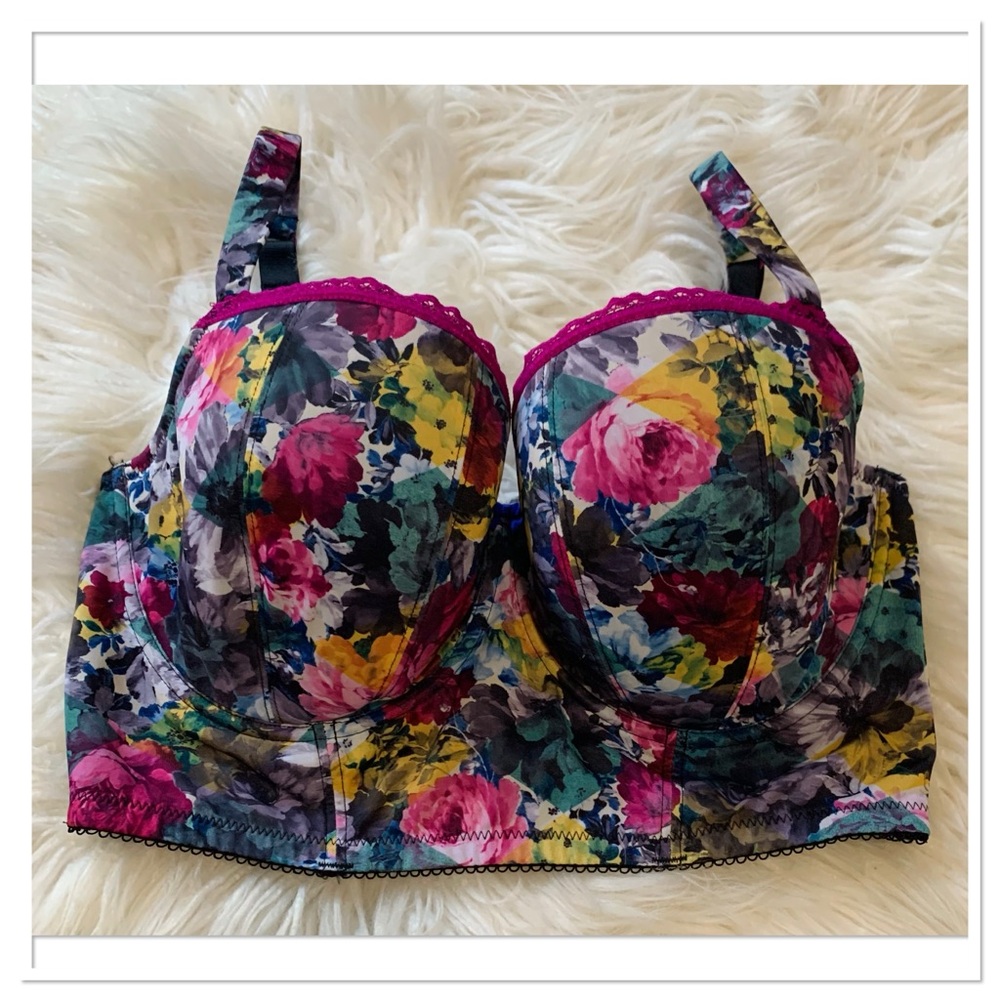 Panache Floral Longline Bra in Multicolor (Pink, Yellow, Green, Blue)
